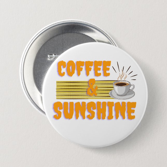 Badge Rond 7,6 Cm Café & Soleil – Vibrations Matinales Positives (Devant & derrière)
