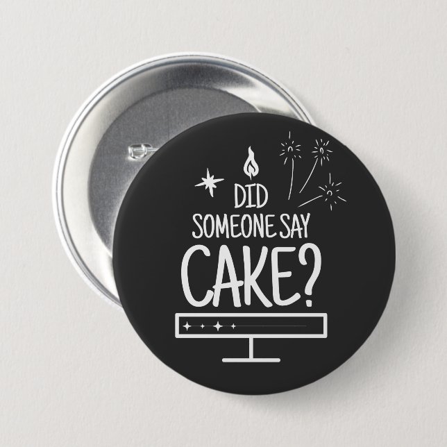 Badge Rond 7,6 Cm Cake Lover Quote Minimal White Typography Black (Devant & derrière)