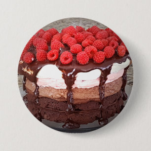 Badge Rond 7,6 Cm Cake Raspberry Chocolate Strawberry Vanilla