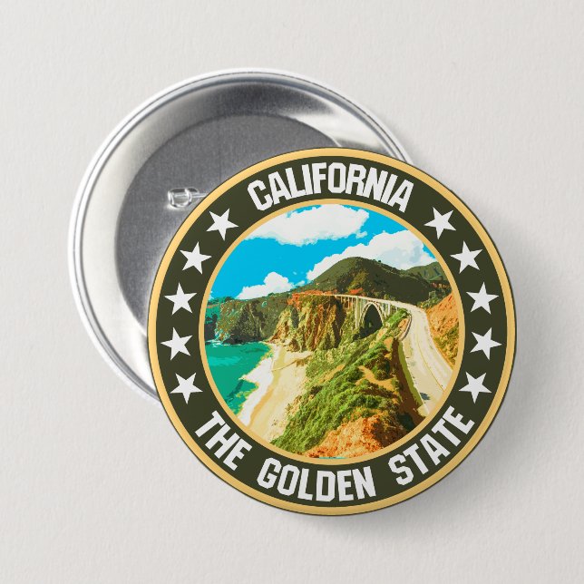 Badge Rond 7,6 Cm Californie (Devant & derrière)