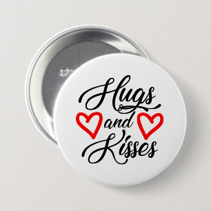 Badge Rond 7,6 Cm Calins bisous mot art Saint-Valentin