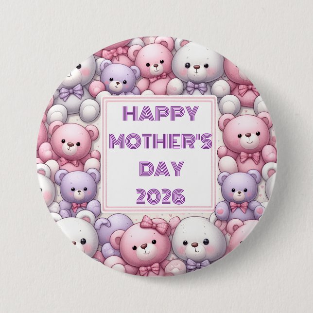 Badge Rond 7,6 Cm Câlins de Teddy Confortable (Devant)