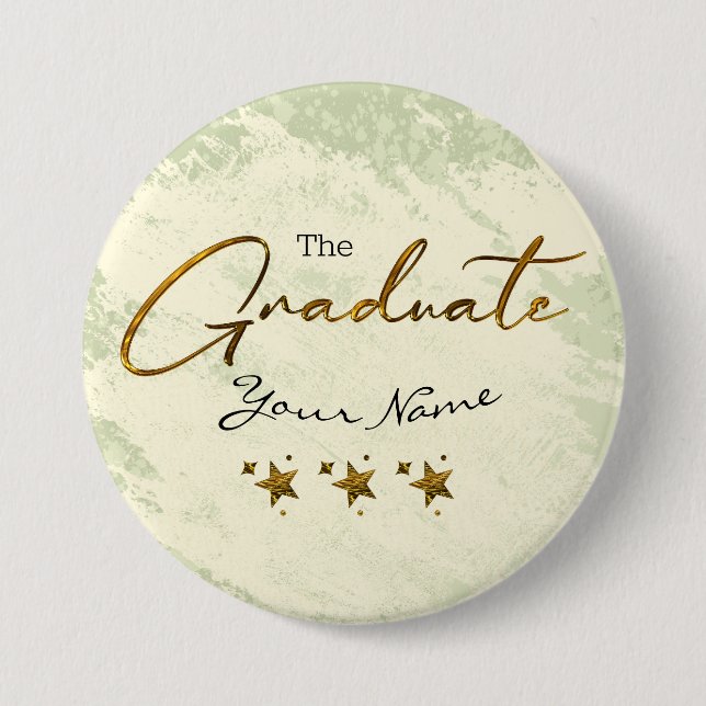 Badge Rond 7,6 Cm Calligraphie dorée pour son diplôme vert (Devant)