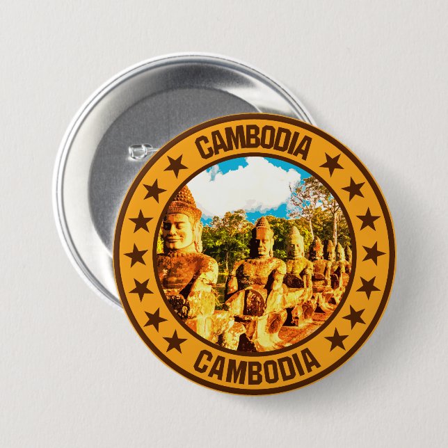 Badge Rond 7,6 Cm Cambodge (Devant & derrière)