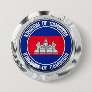 Badge Rond 7,6 Cm Cambodia Round Emblem