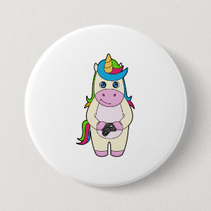 Badge Rond 7,6 Cm Caméra Unicorn