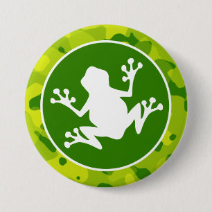 Badge Rond 7,6 Cm Camo vert pomme; grenouille