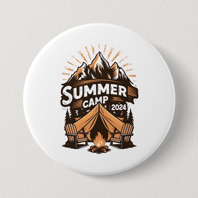 Badge Rond 7,6 Cm Camp d'été 2024 - Camping de vacances (Devant)