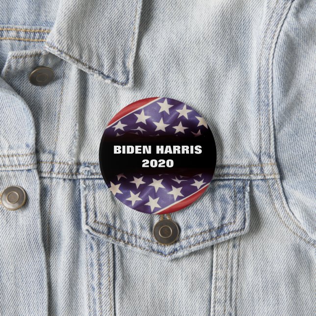 Badge Rond 7,6 Cm Campagne du drapeau américain BIDEN HARRIS 2020 (En situation)