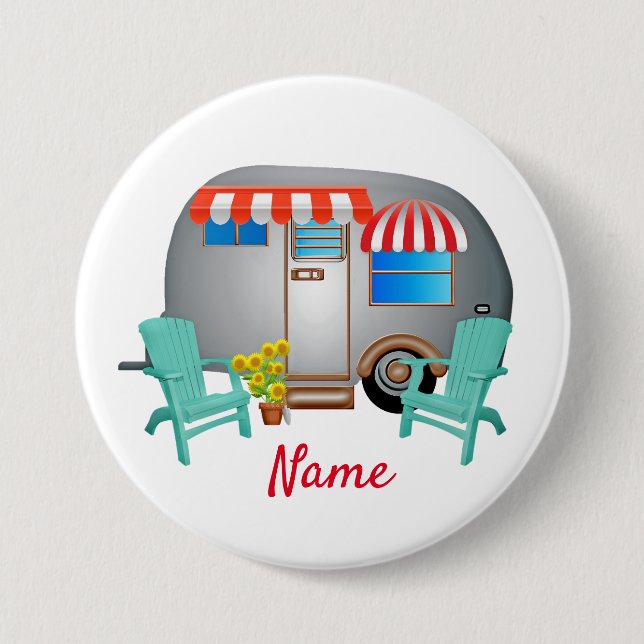 Badge Rond 7,6 Cm Camper Caravane Teardrop Thunder_Cove (Devant)