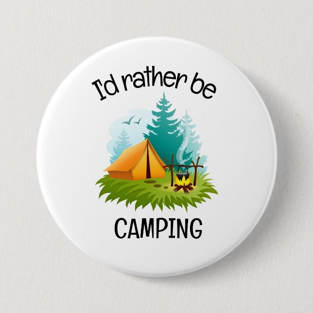 Badge Rond 7,6 Cm Camping Design  (Devant)