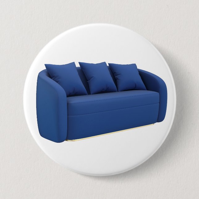 Badge Rond 7,6 Cm Canapé bleu moderne  (Devant)