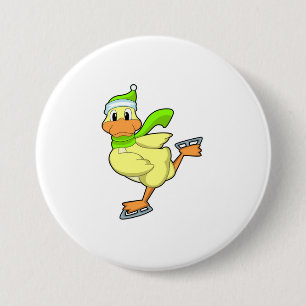 Badge Rond 7,6 Cm Canard au patinage sur glace avec patins sur glace