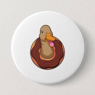 Badge Rond 7,6 Cm Canard avec Donut