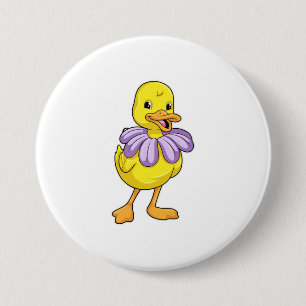 Badge Rond 7,6 Cm Canard avec marguerite