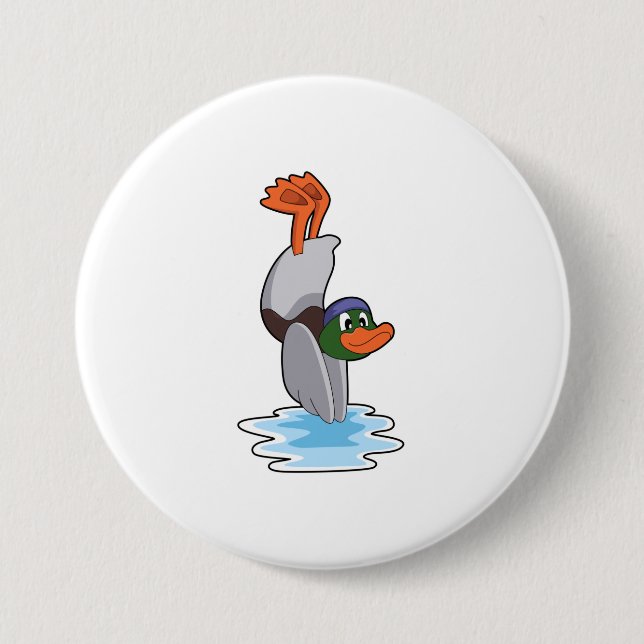 Badge Rond 7,6 Cm Canard avec stand dans l'eau.PNG (Devant)