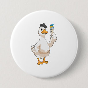 Badge Rond 7,6 Cm Canard comme peintre avec pinceau