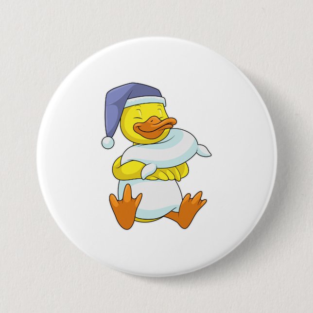 Badge Rond 7,6 Cm Canard dormant avec casquette (Devant)