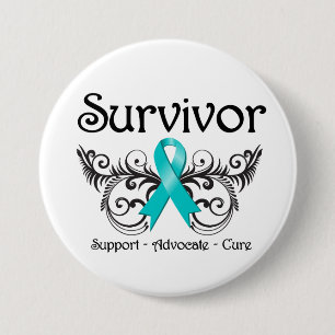 Badge Rond 7,6 Cm Cancer de l'ovaire Survivant Floral Deco