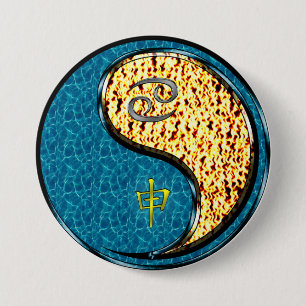 Badge Rond 7,6 Cm Cancer & Singe de Feu