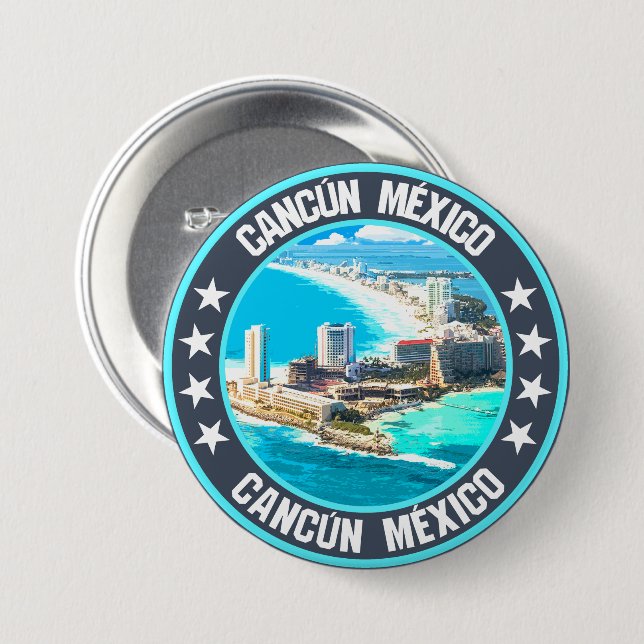 Badge Rond 7,6 Cm Cancún (Devant & derrière)