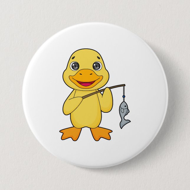 Badge Rond 7,6 Cm Canne à pêche de pêcheur de canard (Devant)
