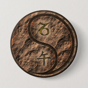 Badge Rond 7,6 Cm Capricorne & Cheval de Terre