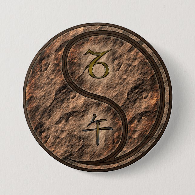 Badge Rond 7,6 Cm Capricorne & Cheval de Terre (Devant)