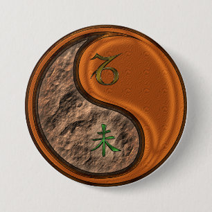 Badge Rond 7,6 Cm Capricorne & Chèvre de Bois