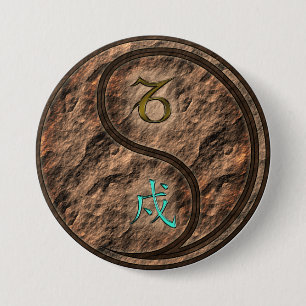 Badge Rond 7,6 Cm Capricorne & Chien de Terre