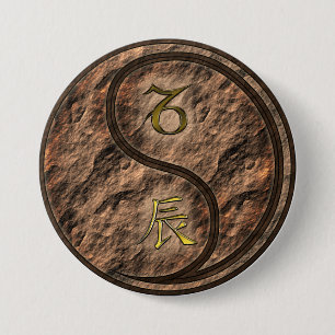 Badge Rond 7,6 Cm Capricorne & Dragon de Terre