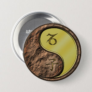 Badge Rond 7,6 Cm Capricorne & Rat de Métal