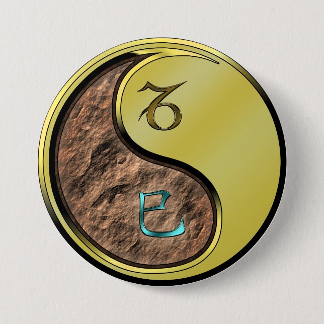 Badge Rond 7,6 Cm Capricorne & Serpent de Métal (Devant)