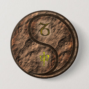 Badge Rond 7,6 Cm Capricorne & Singe de Terre