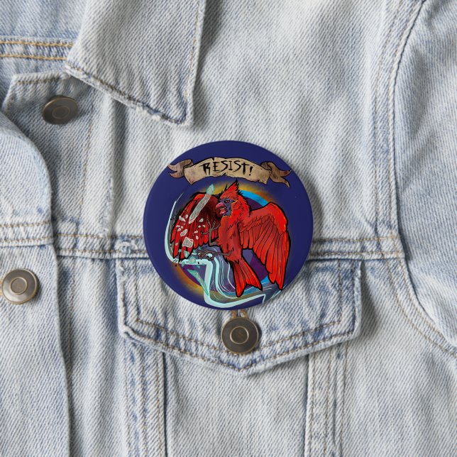 Badge Rond 7,6 Cm Cardinal oiseau de l'État Résistez  (En situation)