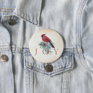 Badge Rond 7,6 Cm Cardinal vintage personnalisé Noël Fêtes