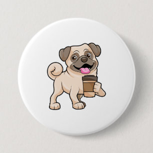 Badge Rond 7,6 Cm Carlin avec café pour aller
