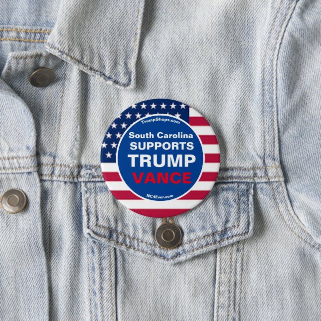 Badge Rond 7,6 Cm Caroline du Sud SOUTIENT TRUMP VANCE (En situation)