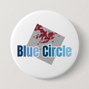 Badge Rond 7,6 Cm Carré gris avec tache rouge et texte de cercle ble