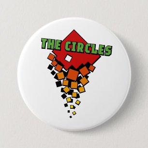 Badge Rond 7,6 Cm Carrés rouges et jaunes avec le texte Les Cercles