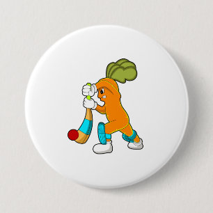 Badge Rond 7,6 Cm Carrot at cricket with cricket bat