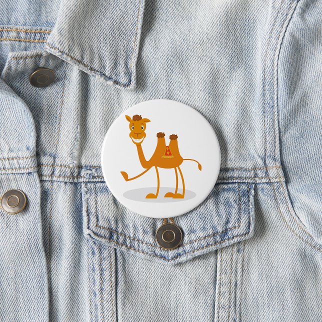 Badge Rond 7,6 Cm Cartoon Camel Smiling Desert Animal Character (Créateur téléchargé)