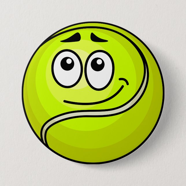 Badge Rond 7,6 Cm Cartoon Tennis Ball Emoji Face Happy Sports (Devant)