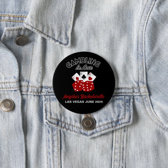 Badge Rond 7,6 Cm Casino personnalisé Las Vegas Bachelorette Party (En situation)