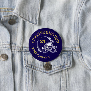 Badge Rond 7,6 Cm Casque de football Vintage de la marine et de l'or