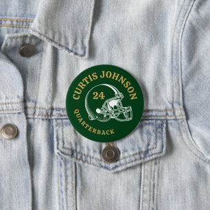 Badge Rond 7,6 Cm Casque de football Vintage vert et or Nom personna