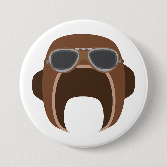 Badge Rond 7,6 Cm Casque pilote (Devant)