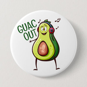 Badge Rond 7,6 Cm Casques audio Avocado amusants