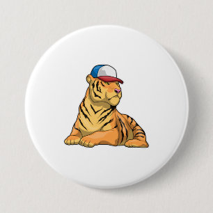 Badge Rond 7,6 Cm Casquette de tigre