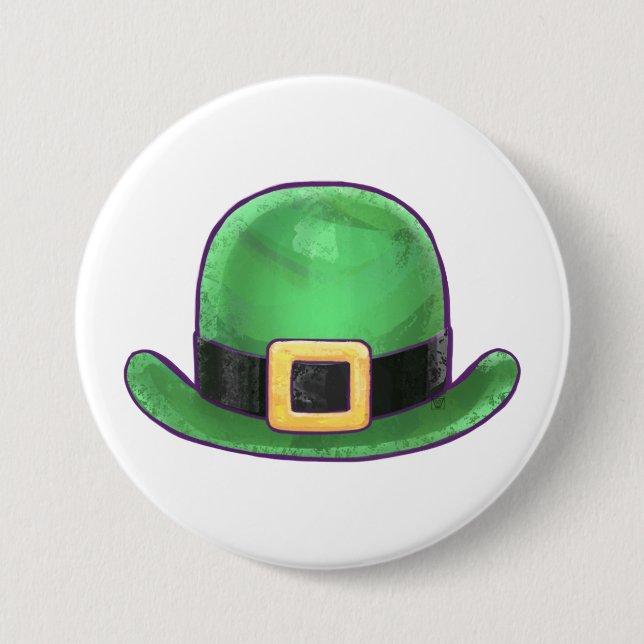 Badge Rond 7,6 Cm Casquette du Derby Vert de la Saint-Paddys (Devant)